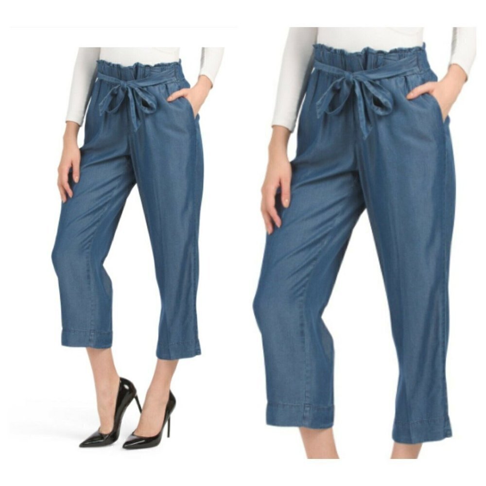 NWT Anne Klein Crop Pants Paperbag Tencel Small